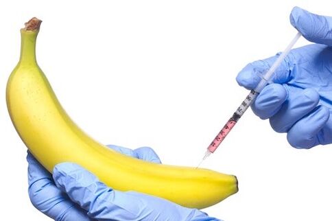 Penis size injected into the example of a banana